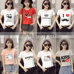 Joker Lady T-shirt Female Students the New Summer 2017 Han Edition Women's Short Sleeve T-shirt Letter Brief Paragraph Smock thumbnail-6