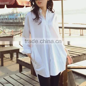 2015 Solid Color Korea Style Slim Fit Women Fashion Shirt thumbnail-1