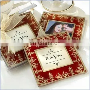 Imperial Exquisite Glass Photo Coasters Set Return Gifts For Wedding Table Decoration Favors thumbnail-1
