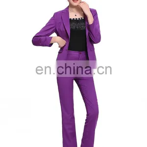 Kangyi Lapel Collar Purple Pant Suit Workwear Long Sleeve Business Office Lady Coat Pant Suit thumbnail-4