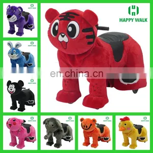 Coin Operated Battery Motorized Plush Riding 2016 Zoo Animal Scooter Four Wheeler Electric Animal Ride for Mall Amusement Park thumbnail-4