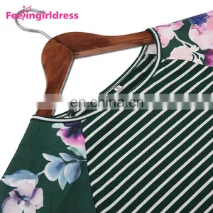 Autumn Latest Design Printing Floral Green Long Sleeve Casual Loose T-Shirt Dress thumbnail-6