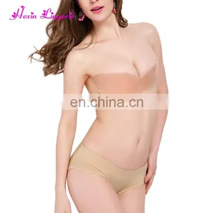 Premium Nude Gather Backless Self Adhesive Push up Strapless Silicone Bra thumbnail-6