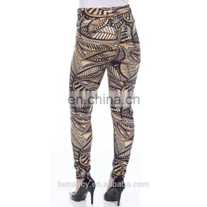 High Quality Custom Made Jogging Pants Retro Leaves Print Legging thumbnail-2