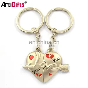 Wholesale Promotion Custom Design Your Own Metal Magnetic Angel Pair Keychain Couple thumbnail-4