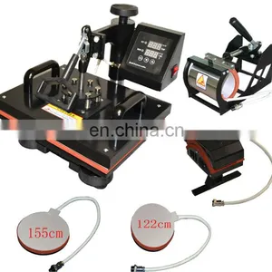 Combo 5 in 1 Heat Press Machine,Making: T-shirt+ 11oz Mug+7.5"plate+Cap+10"plate+Cap thumbnail-1