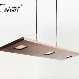 Modern Wood Pendant Lamps Rectangle Droplight for Indoor thumbnail-1