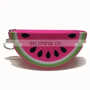 Half Circle Watermelon Fruit Shape Mini Coin Wallet Fashion Trendy Girls Purse Silicone Bags thumbnail-3