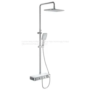 AT-P011 Luxury Bathroom Shower Column Chrome Colour 3 Functions Rain Shower With Table Foshan Supplier thumbnail-1