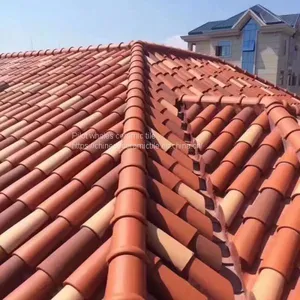 Red Clay Barrel &Bent Round Roof Tiles /Terracotta Barrel Roof Tiles thumbnail-4