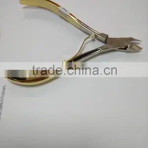 Hot Sale Golden Handle Cuticle Nipper With Single Spring thumbnail-2