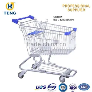 Red Wire Metal Shopping Trolley Price Classical Steel Material Shopping Trolley thumbnail-1