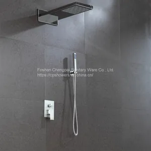 Shower Set With Waterfall Rainfall Two Function Showerhead Sanitary Ware Bathroom Shower System thumbnail-1