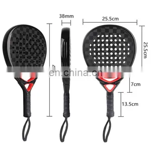 High Quality Custom Surface 3K/12K/18K Carbon Fiber EVA Diamond Shape Paddle Padel Tennis Rackets thumbnail-3