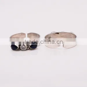 SAPPHIRE TOE RING ,925 Sterling Silver Jewelry Wholesale,WHOLESALE SILVER JEWELRY,SILVER EXPORTER,SILVER JEWELRY FROM INDIA thumbnail-1