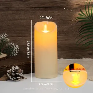 Remote Control LED Candles – Flameless, Battery Operated With Flickering Flame, Real Wax Pillars in Size Specifications Sets/Packs for Wedding Decor thumbnail-5