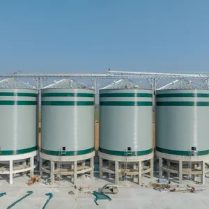 Galvanized Flat Bottom Grain Silo With Conveyor Bucket Elevator Aeration Temperature Monitoring System thumbnail-1