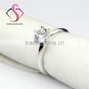 Round Cut Moissanite 6 Prong Solitaire 1 Carat 6.5mm Center 14k White Yellow Gold Diamond Engagement Ring thumbnail-3