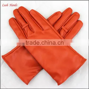 Ladies Wholesale Orange PU Leather Hand Gloves thumbnail-5