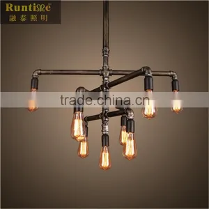 Vintage Iron Led Light Pipe Plumbing Pipe Chandelier thumbnail-1