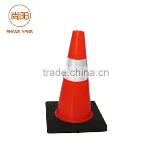 High Quality Traffic Cone Black Base Fluorescent Road Cone thumbnail-1