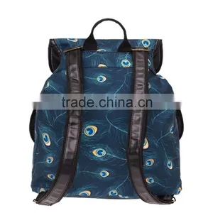 2016 3d Printed Peacock Feather Vintage Canvas Rucksacks Cute School Satchel Rucksack Backpack Campus Bag thumbnail-3