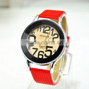 Brown Glass Lady Big Numbers Fashion Design Wrist Watch Women thumbnail-1