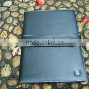 Black Leather Portfolio Agenda Folder With Card Case thumbnail-1