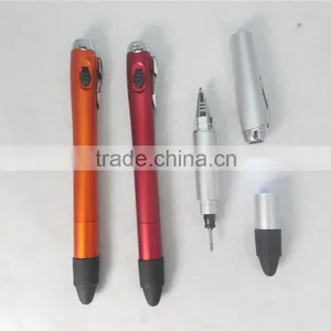 5 in 1 Multi Function Screwdriver Led Light Touch Plastic Ballpoint Pen thumbnail-2