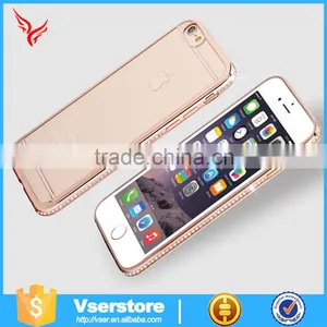 Electroplating Bling Tpu Transparent Clear Case for Iphone 6 Diamond Bumper Case thumbnail-1