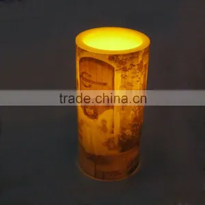 Flameless Plastic Pillar Glitter Nice Angel Healing Waterproof Led Candle With Timer thumbnail-1