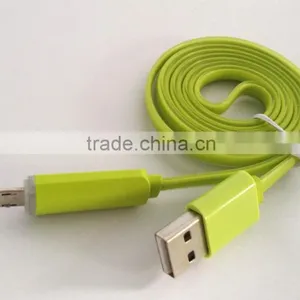 Flat Noodle Design Candy-colored Micro USB Cable With Led Light for Android Smart Phone thumbnail-4