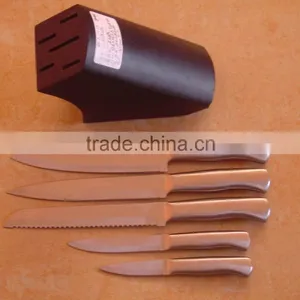 Stainless Steel Knife Set -6Pcs With Wooden Block thumbnail-1
