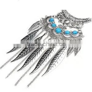 Hot Gypsy Ethnic Tribal Turkish Boho Leaves Tassels Exaggerate Necklace thumbnail-5
