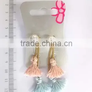 Lovely Fabric Pendants With Faux Pearls Dangle Earring thumbnail-1