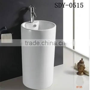 2015 New Design Big Size Ceramic Pedestal Basin Wash Sink Bathroom Column Sink thumbnail-1