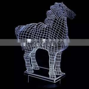3D Optical Night Light Horse 7 RGB Light Colors 10 LEDs AA Battery or DC 5V Mixed Lot thumbnail-2