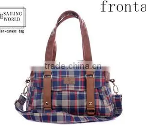 Hot Selling Colorful Plaid Canvas Lady Messenger Bags thumbnail-1