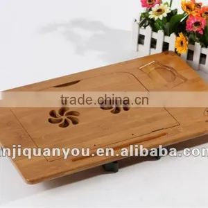 Bamboo Portable Laptop Desk With Usb Fan and Stainless Foldable Legs thumbnail-2