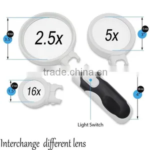 BIJIA LED Illuminated HandheldMagnifier Magnifying Glass With Interchangeable Lenses - 2.5X 5X and 16X Magnification thumbnail-1