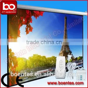 100 Inch Motorized Wall Mounted Matte White Projection Screen With 1:1 4:3 16:9 Ratio for Office Equipment thumbnail-2