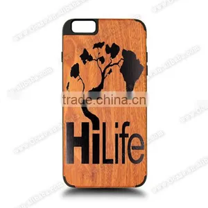 Hot Sale PC/TPU Wood Designable Engraving Phone Case Two Parts for Iphone 6/6 Plus thumbnail-1