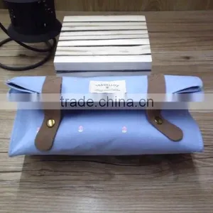 Wholesale Large Custom Folding Canvas Pencil Case With Button for School thumbnail-2