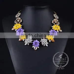 High Quality Vintage Rhinestone Flower Chunky Statement Necklace Tin Alloy Fashion Women Pendant Necklace 6390134 thumbnail-1