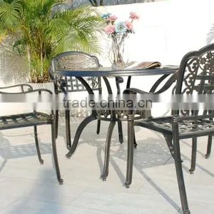 2016 New Design Outdoor Cast Aluminum Garden Dining Set Round Table With Cushion thumbnail-4