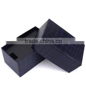 Chinese Factories Wholesale Custom Crocodile Grain Leather Watch Box, Blue Beautiful Gift Box thumbnail-2