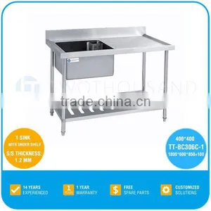 Stainless Steel Trough Sink - 1 Sink, With Under Shelf, 31Kg, L 1800, TT-BC306C-1 thumbnail-1