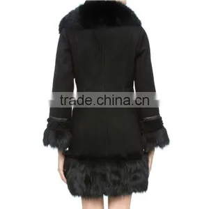 Ladies' Full Lambskin Suede Jacket With Fox Fur Collar and Cuffs thumbnail-4
