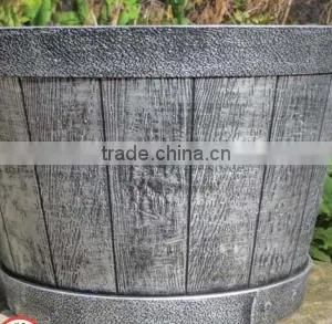 15" Stout Barrel Planter , Wooden Flower Pot,plastic Painted Flower Pots Wholesale thumbnail-1