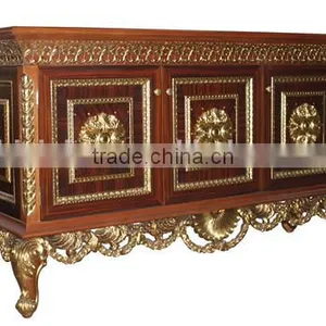 Vintage Style Wooden Sideboard, Antique Wooden Carving Buffet, Luxury Dining Room Painted Decorative Side Cabinet thumbnail-1